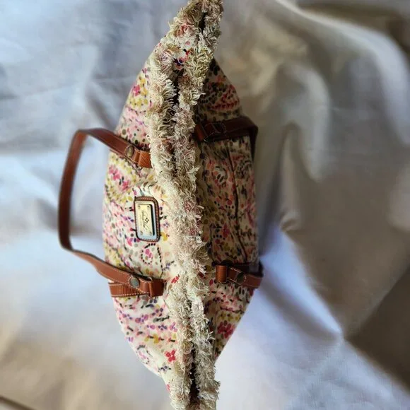 Patricia Nash Floral Cotton/Italy Leather Lady Handbag/Shoulder Bag - Picture 8 of 16